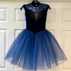 Blue Velvet & Rhinestones Ballet or Lyrical Dance Costume